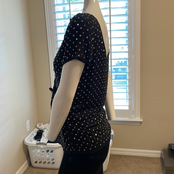 Milly studded black top SILK size 4 EUC - Picture 6 of 10